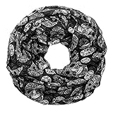 Soul-Cats Bufanda de bucle, calaveras, calaveras, color negro, pañuelo para el cuello, bufanda, punk, metal, gótico, Negro , 85 cm x 85 cm