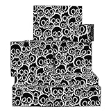 Central 23 - Papel de regalo de calavera, 6 hojas de papel de regalo, punk rock gótico, para hombres y mujeres, cumpleaños, Halloween, Navidad, viene con divertidas pegatinas, color negro